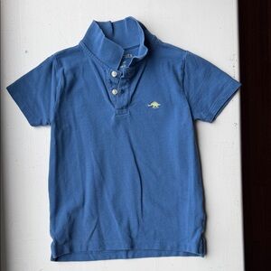 Boys size Small Crewcuts Blue Short-Sleeve Polo with Yellow Dino Logo